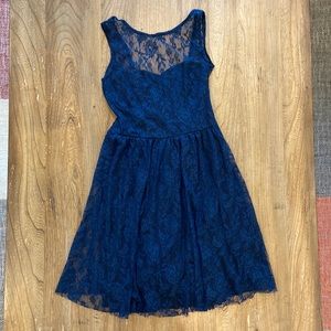 Zara Trafaluc navy blue lace dress
